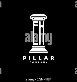 EK Monogram Logo Letter Pillars shape lawyer style vector, law firm company isolated in black background Stock Vector