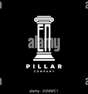 EN Monogram Logo Letter Pillars shape lawyer style vector, law firm company isolated in black background Stock Vector