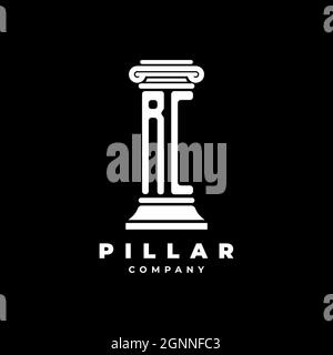 RC Monogram Logo Letter Pillars shape lawyer style vector, law firm company isolated in black background Stock Vector