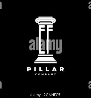 EF Monogram Logo Letter Pillars shape lawyer style vector, law firm company isolated in black background Stock Vector