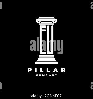 EU Monogram Logo Letter Pillars shape lawyer style vector, law firm company isolated in black background Stock Vector