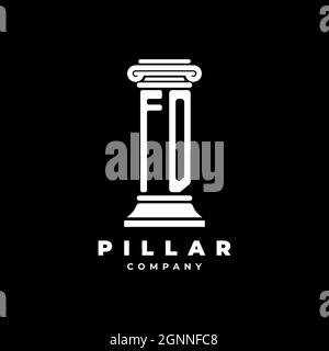 FD Monogram Logo Letter Pillars shape lawyer style vector, law firm company isolated in black background Stock Vector