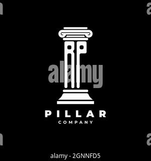 RP Monogram Logo Letter Pillars shape lawyer style vector, law firm company isolated in black background Stock Vector