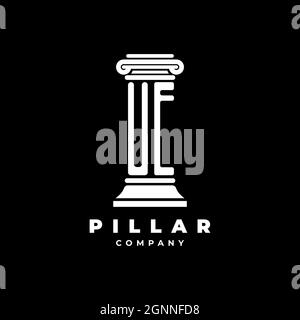 UE Monogram Logo Letter Pillars shape lawyer style vector, law firm company isolated in black background Stock Vector