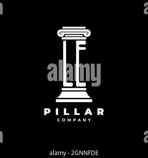 LE Monogram Logo Letter Pillars shape lawyer style vector, law firm company isolated in black background Stock Vector