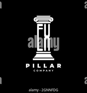 EX Monogram Logo Letter Pillars shape lawyer style vector, law firm company isolated in black background Stock Vector