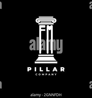 FM Monogram Logo Letter Pillars shape lawyer style vector, law firm company isolated in black background Stock Vector