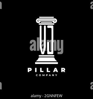 VJ Monogram Logo Letter Pillars shape lawyer style vector, law firm company isolated in black background Stock Vector