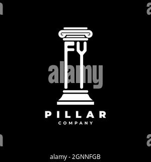 FY Monogram Logo Letter Pillars shape lawyer style vector, law firm company isolated in black background Stock Vector