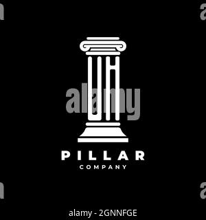 UH Monogram Logo Letter Pillars shape lawyer style vector, law firm company isolated in black background Stock Vector