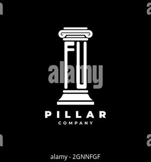 FU Monogram Logo Letter Pillars shape lawyer style vector, law firm company isolated in black background Stock Vector
