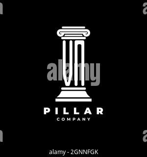 VN Monogram Logo Letter Pillars shape lawyer style vector, law firm company isolated in black background Stock Vector