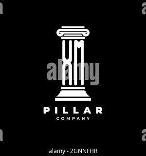 XM Monogram Logo Letter Pillars shape lawyer style vector, law firm company isolated in black background Stock Vector