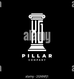 XG Monogram Logo Letter Pillars shape lawyer style vector, law firm company isolated in black background Stock Vector