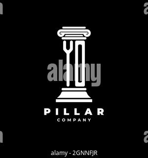 YO Monogram Logo Letter Pillars shape lawyer style vector, law firm company isolated in black background Stock Vector