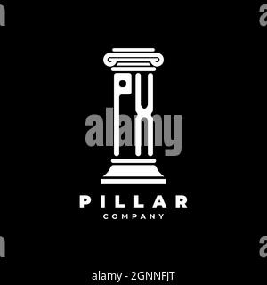 PX Monogram Logo Letter Pillars shape lawyer style vector, law firm company isolated in black background Stock Vector