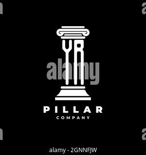 YR Monogram Logo Letter Pillars shape lawyer style vector, law firm company isolated in black background Stock Vector