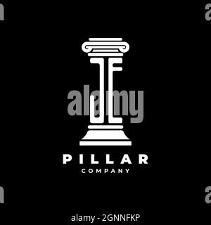 JE Monogram Logo Letter Pillars shape lawyer style vector, law firm company isolated in black background Stock Vector