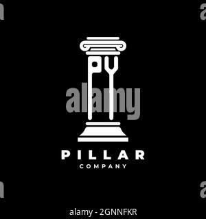 PY Monogram Logo Letter Pillars shape lawyer style vector, law firm company isolated in black background Stock Vector