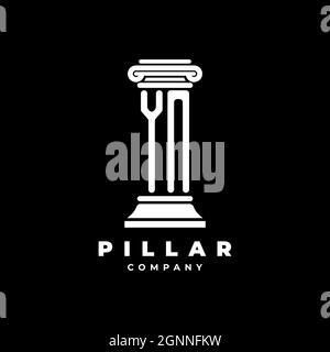 YN Monogram Logo Letter Pillars shape lawyer style vector, law firm company isolated in black background Stock Vector