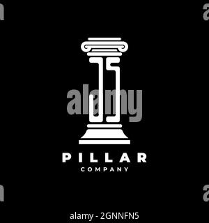 JS Monogram Logo Letter Pillars shape lawyer style vector, law firm company isolated in black background Stock Vector