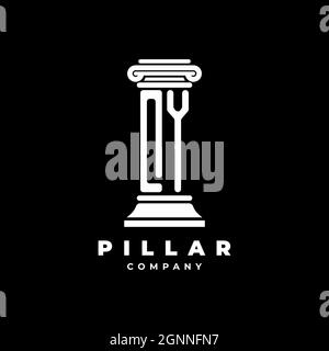 QY Monogram Logo Letter Pillars shape lawyer style vector, law firm company isolated in black background Stock Vector