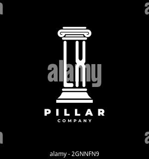 LX Monogram Logo Letter Pillars shape lawyer style vector, law firm company isolated in black background Stock Vector