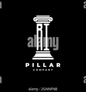RI Monogram Logo Letter Pillars shape lawyer style vector, law firm company isolated in black background Stock Vector