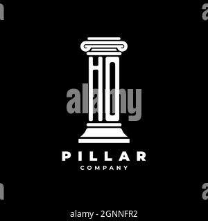 HO Monogram Logo Letter Pillars shape lawyer style vector, law firm company isolated in black background Stock Vector