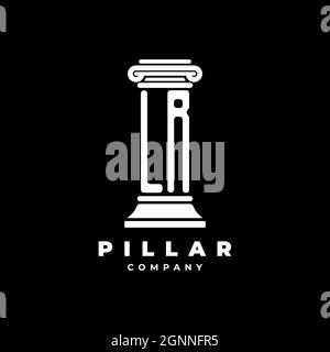 LR Monogram Logo Letter Pillars shape lawyer style vector, law firm company isolated in black background Stock Vector