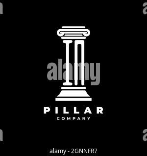IN Monogram Logo Letter Pillars shape lawyer style vector, law firm company isolated in black background Stock Vector