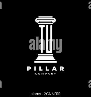 TU Monogram Logo Letter Pillars shape lawyer style vector, law firm company isolated in black background Stock Vector