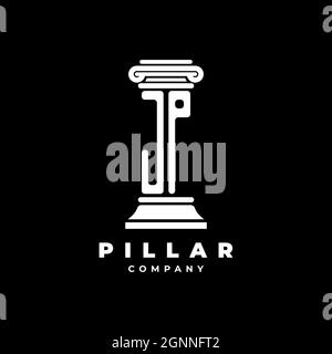 JP Monogram Logo Letter Pillars shape lawyer style vector, law firm company isolated in black background Stock Vector