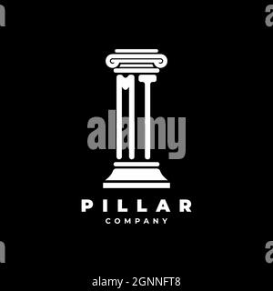 MT Monogram Logo Letter Pillars shape lawyer style vector, law firm company isolated in black background Stock Vector