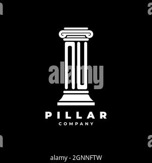 NU Monogram Logo Letter Pillars shape lawyer style vector, law firm company isolated in black background Stock Vector