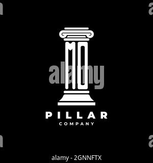 MO Monogram Logo Letter Pillars shape lawyer style vector, law firm company isolated in black background Stock Vector