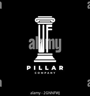 WF Monogram Logo Letter Pillars shape lawyer style vector, law firm company isolated in black background Stock Vector