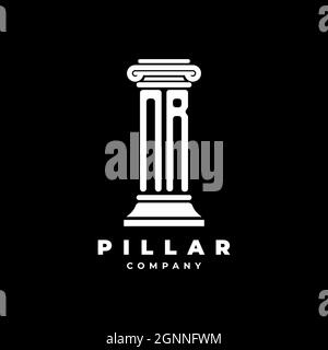 NR Monogram Logo Letter Pillars shape lawyer style vector, law firm company isolated in black background Stock Vector