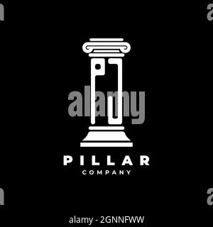 PJ Monogram Logo Letter Pillars shape lawyer style vector, law firm company isolated in black background Stock Vector