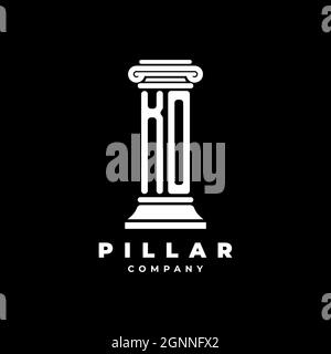 KO Monogram Logo Letter Pillars shape lawyer style vector, law firm company isolated in black background Stock Vector