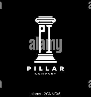 PI Monogram Logo Letter Pillars shape lawyer style vector, law firm company isolated in black background Stock Vector