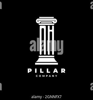 NH Monogram Logo Letter Pillars shape lawyer style vector, law firm company isolated in black background Stock Vector