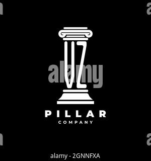VZ Monogram Logo Letter Pillars shape lawyer style vector, law firm company isolated in black background Stock Vector