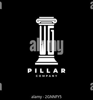 WG Monogram Logo Letter Pillars shape lawyer style vector, law firm company isolated in black background Stock Vector