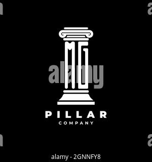 MG Monogram Logo Letter Pillars shape lawyer style vector, law firm company isolated in black background Stock Vector
