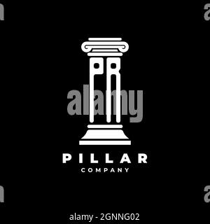 PR Monogram Logo Letter Pillars shape lawyer style vector, law firm company isolated in black background Stock Vector