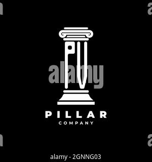 PV Monogram Logo Letter Pillars shape lawyer style vector, law firm company isolated in black background Stock Vector