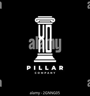 XO Monogram Logo Letter Pillars shape lawyer style vector, law firm company isolated in black background Stock Vector