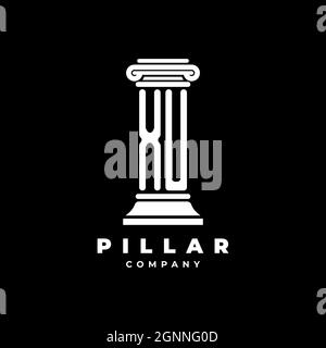 XU Monogram Logo Letter Pillars shape lawyer style vector, law firm company isolated in black background Stock Vector