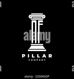 NF Monogram Logo Letter Pillars shape lawyer style vector, law firm company isolated in black background Stock Vector